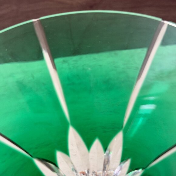 Vintage 80s Ajka Castille Albinka Green Cut to Clear S/Four Martini Glasses MINT - Picture 7 of 11